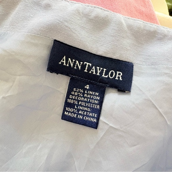 Vintage Ann Taylor Women’s Baby Blue Linen Blend Midi Skirt - Picture 7 of 9